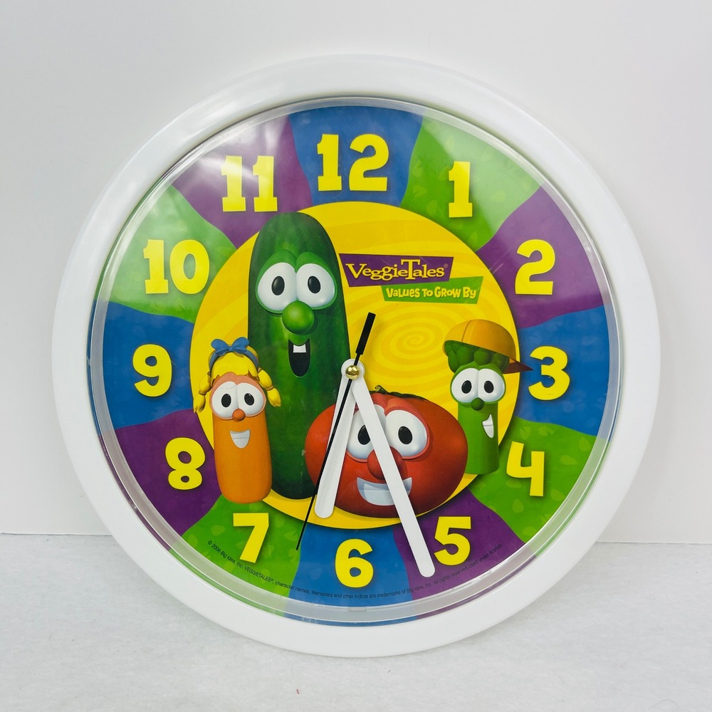 Big Idea VeggieTales Wall Clock Kids Nursery Values To Grow By Multicolor EX
